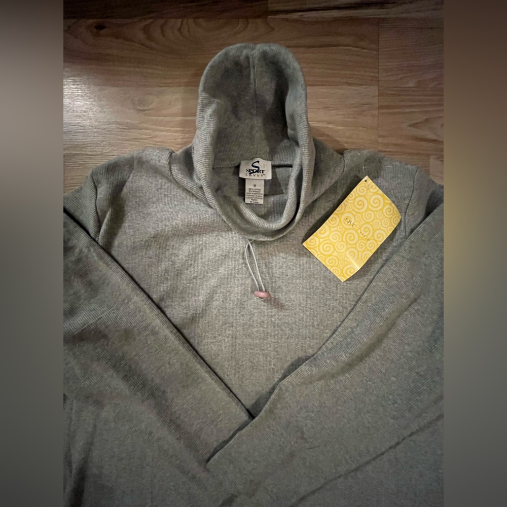 Gray Sweater Size 1X Women’s Sport Savvy Turtleneck w/string Shirt/Sweater NWT
